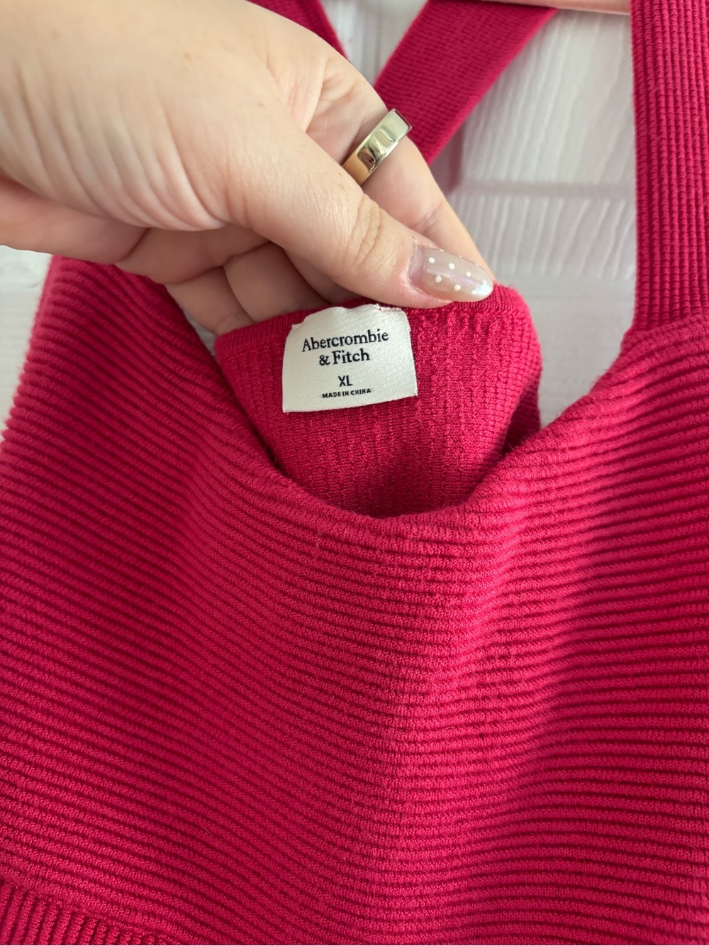Abercrombie & Fitch Strapless Ribbed Tank Dress in Raspberry Red - Picture 2 of 3